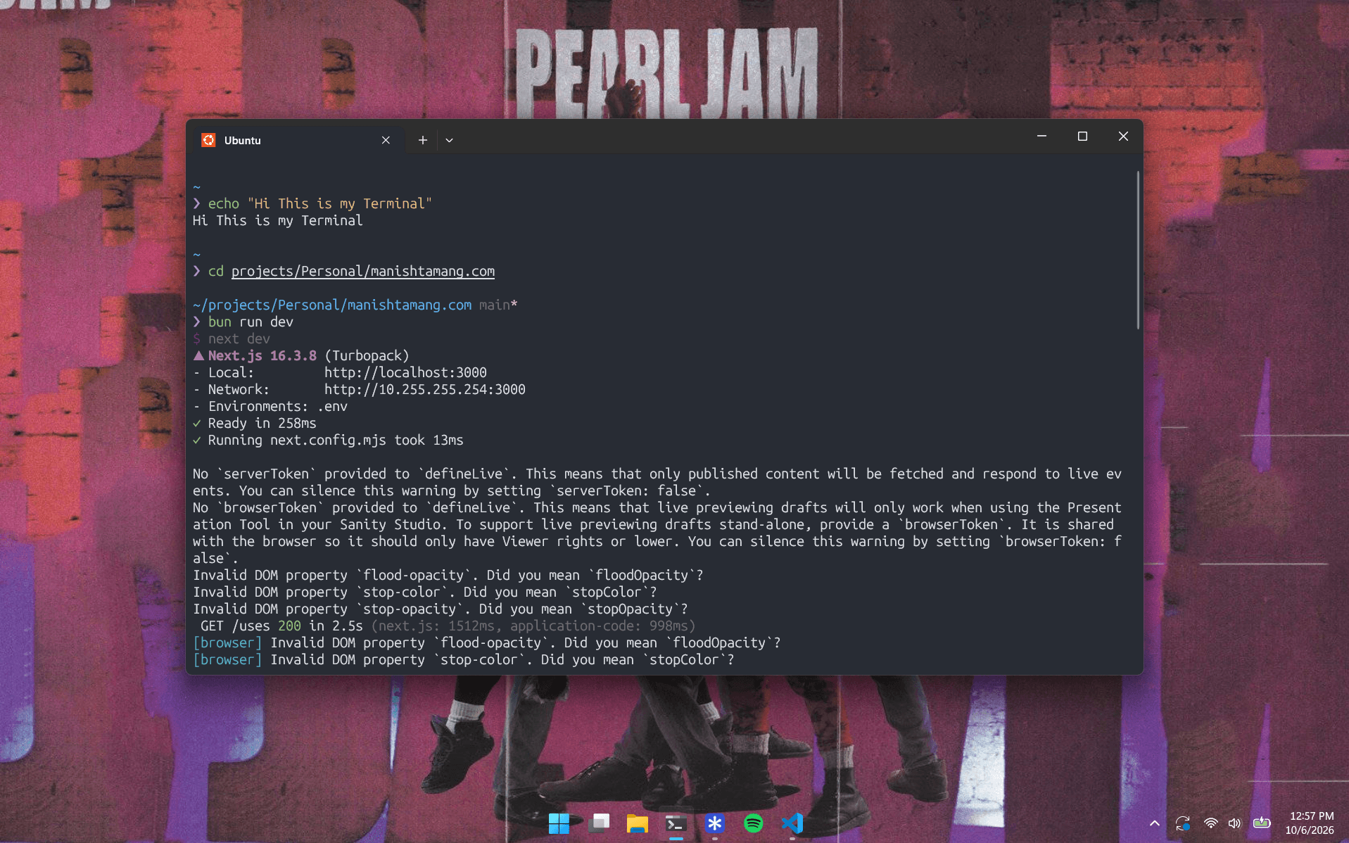 Ubuntu terminal running in Windows Terminal
