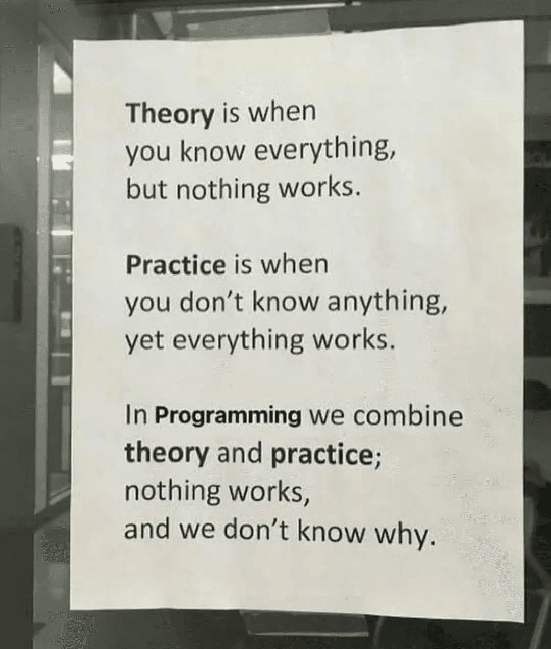 a snippet of meme about computer programming.